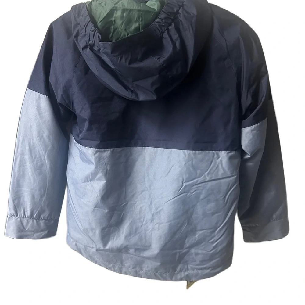NWT Eddie Bauer Kids Navy and Light Blue Raincoat 3-in-1 Lightweight Jacket